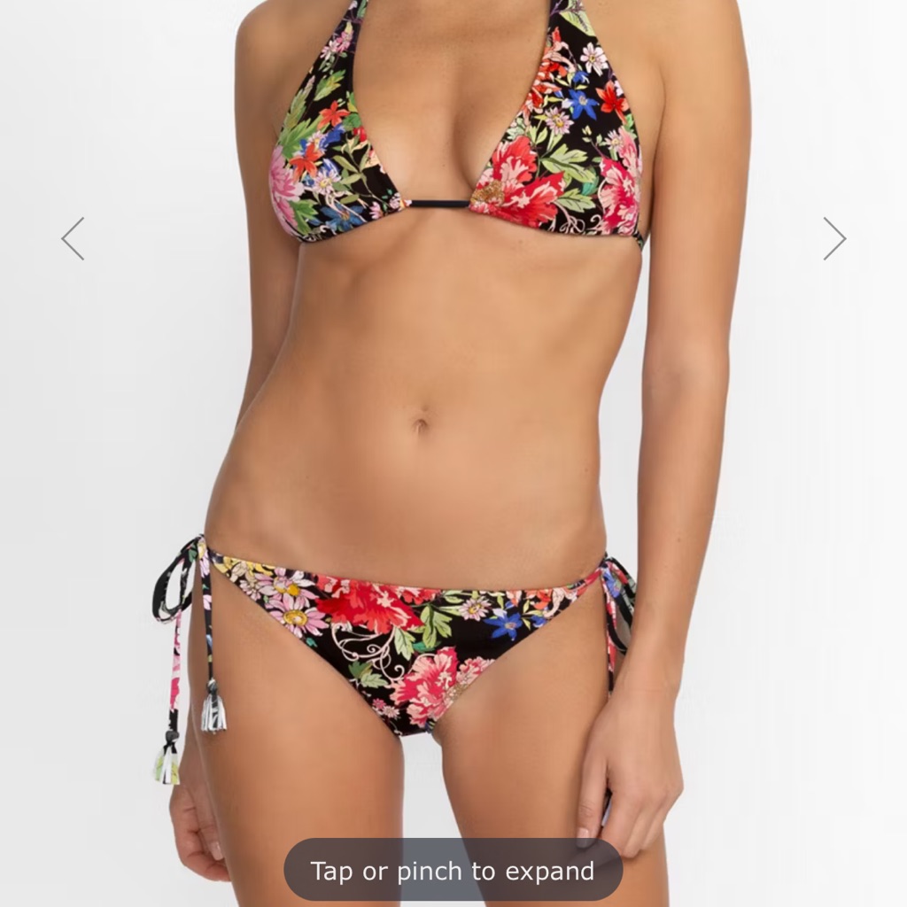 Johnny Was Black And Red Floral String Bikini Set